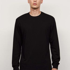 Wardrobe NYC black Long Sleeve Tee; classic crew neck, made in Italy